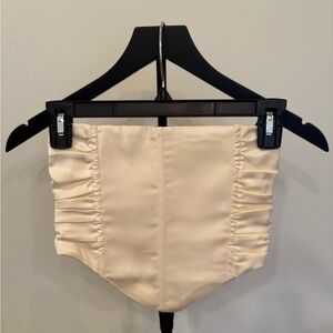 Cream Ruched Satin Corset Top
